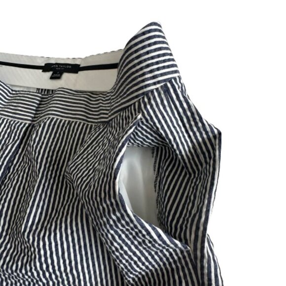 Ann Taylor Women's 4 White & Blue Strips Kate Fit Modern Boot Cut Cotton Pants - Picture 5 of 15